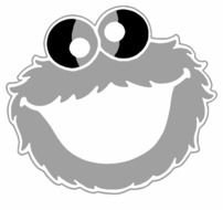 Cookie Monster Face, greyscale drawing
