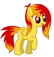 drawn cartoon yellow-red-orange pony
