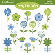 Pink And Green Flowers Clip Art N8