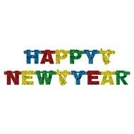 Happy New Year, colorful Banner with letters on lines