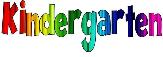 Kindergarten, rainbow colored word