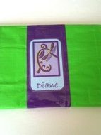diane, green and purple tape with drawing