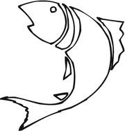 Black and white outline drawing of the fish clipart