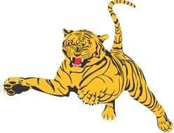 Cartoon agressive Tiger in jump