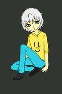 painted anime girl on a black background