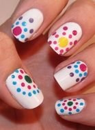 colorful manicure with dots as a picture for clipart