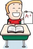 School Boy Sitting At Desk Cartoon Image