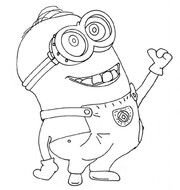 black and white drawing of a minion for coloring
