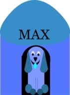 Puppy Inside Doghouse Vector Clip Art drawing