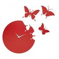 Clip art of Red Butterflies and clock