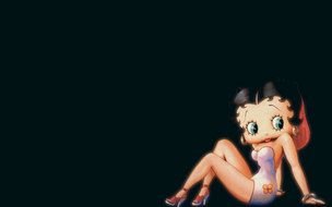 Betty Boop in a mini dress on a black background