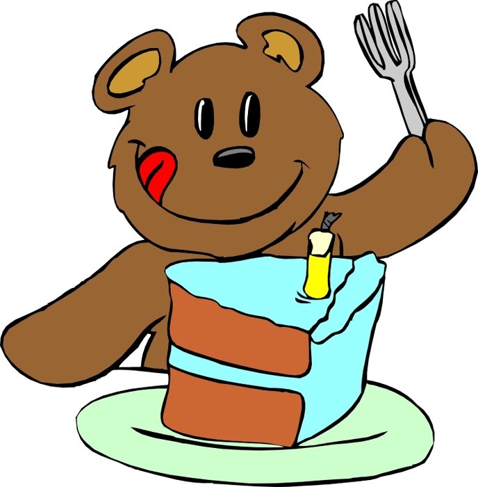 Cartoon Bear Eating Cake