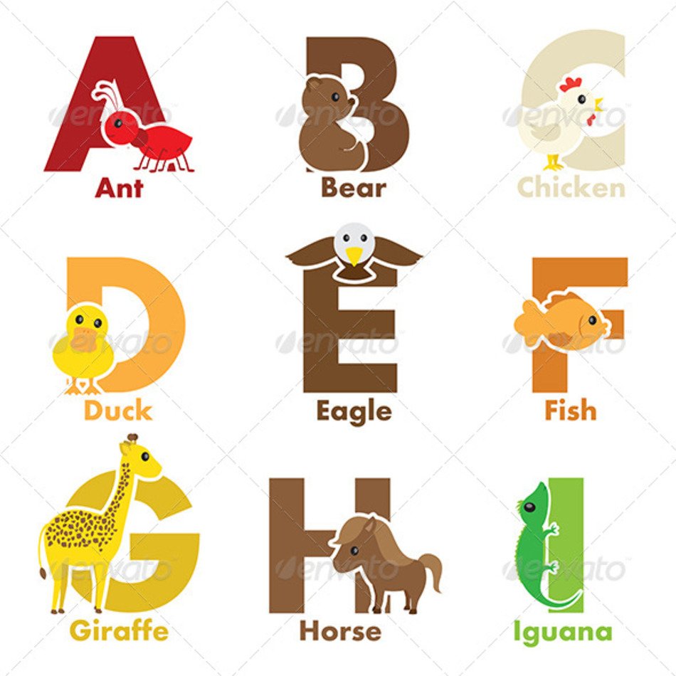 Stock Vector ndash GraphicRiver Alphabet Animals 6413468