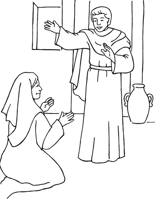 Angel Gabriel And Mary Coloring Page