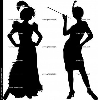 Siluetas De Mujeres Con Trajes Retro Cabaret