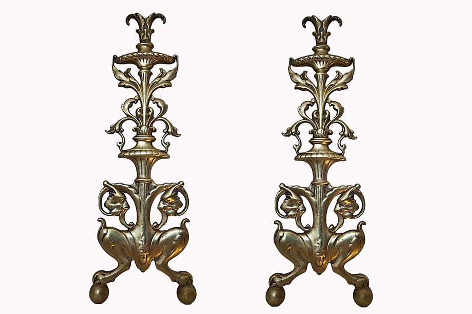 Antique Brass Andirons