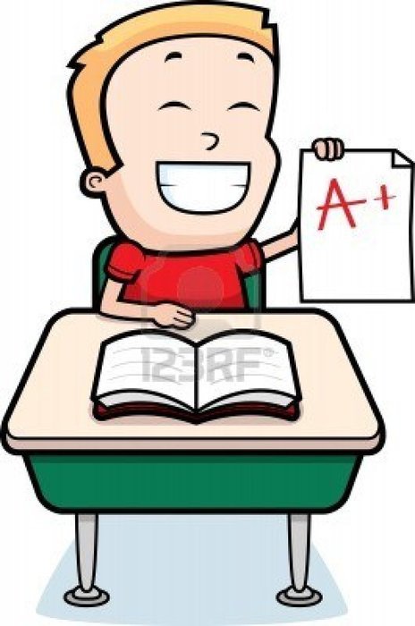 School Boy Sitting At Desk Cartoon Image