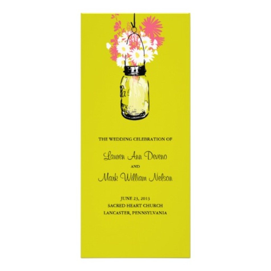 Night Lights Fireflies Mason Jar Wedding Program Rack Card