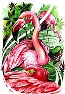 Flamingo drawing