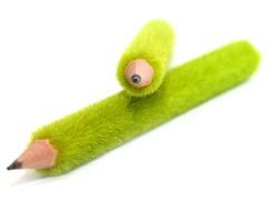 two green shaggy pencils