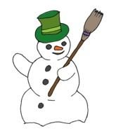 drawn snowman in green hat