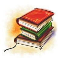 three Books in stack, Clip Art