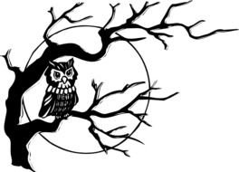 Owl On Tree Branch Clip Art N18