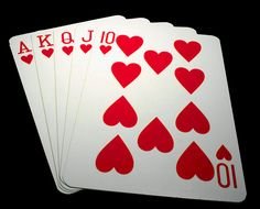 Royal Straight Flush, the best possible hand in many variants of poker, Five playing cards