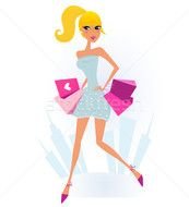 Lady Shopping Cartoon