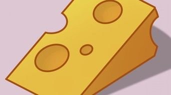 drawn piece of cheese on a light purple background