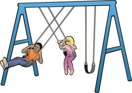 clipart children on a swing