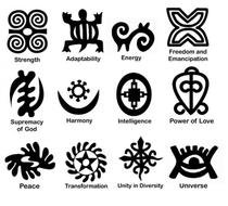 African symbols and their meaning on a white background