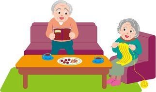 Old Couple Cartoon drawing
