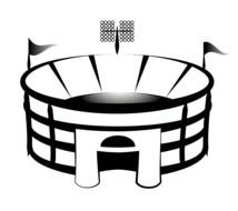 Black And White Drawing Of The Football Stadium Clipart