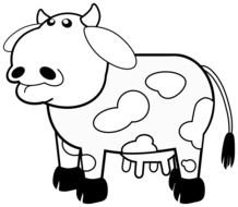 Black and white drawing of the cute cow clipart