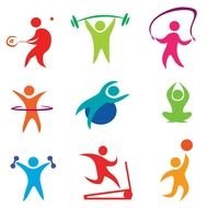 multicolored silhouettes of olympic sports