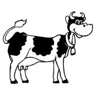 Cow as a black and white graphic illustration