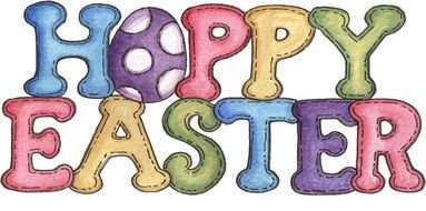 Happy Easter, colorful stitched letters