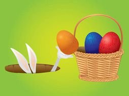 bunny and easter basket as a graphic illustration