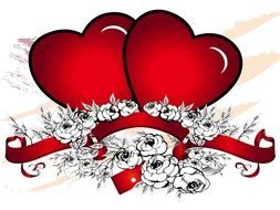 pattern with red hearts and white flowers