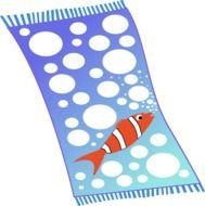 Towel Blue With White Bubbles and fish drawing