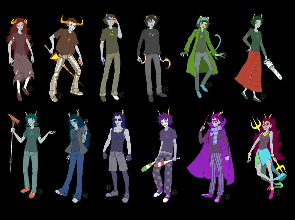 trolls on a black background