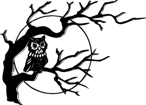 Owl On Tree Branch Clip Art N18