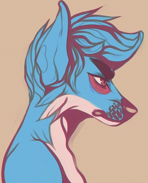 blue cartoon hyena