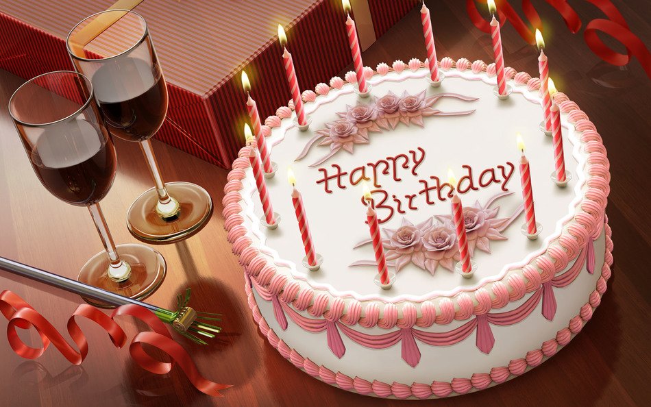 wallpaper with Birthday cake and candles