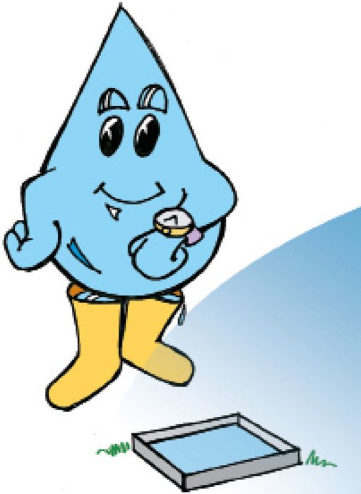 drawing of cartoon blue water drop