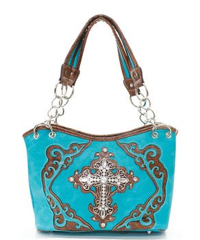 Mossy Oak Camo Pink Brown Leather Trim Cross Handbag