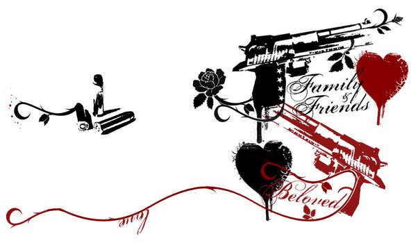 design for tattoo with a gun