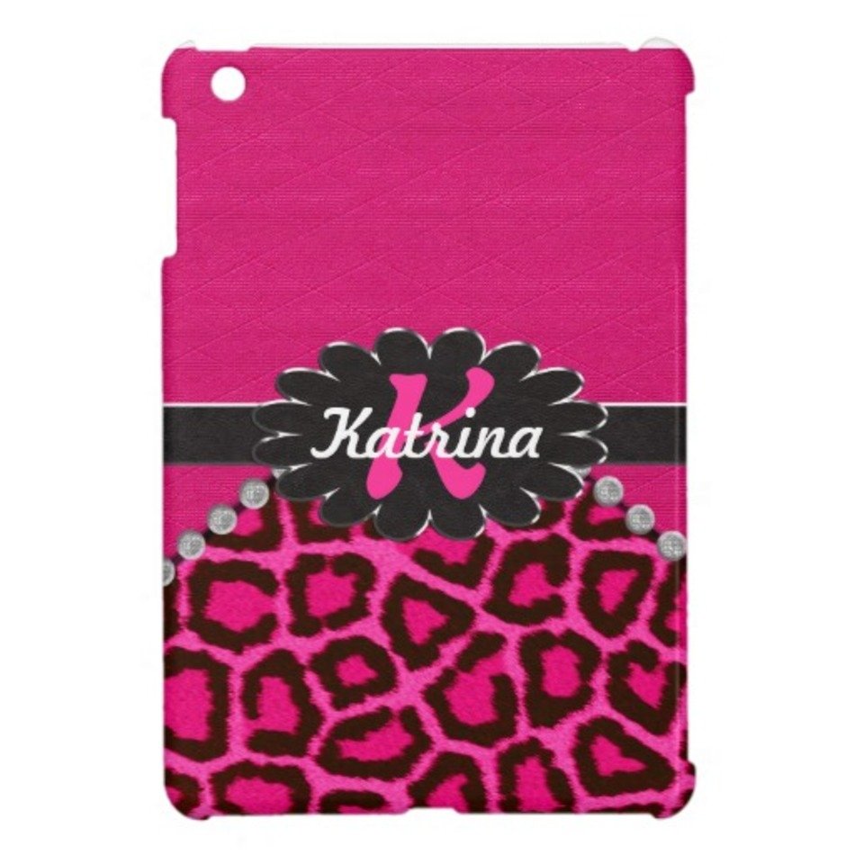 Black Leather Monogram On Pink Cheetah IPad Mini Case Free Image Download