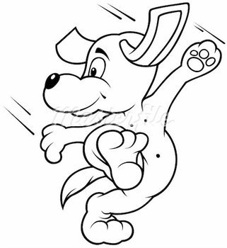 Black And White Cartoon Dog N16